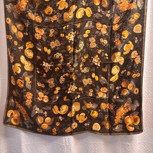 Extra large vintage Italian 100% Silk Scarf - Lemons! Apricots! Olives! yum